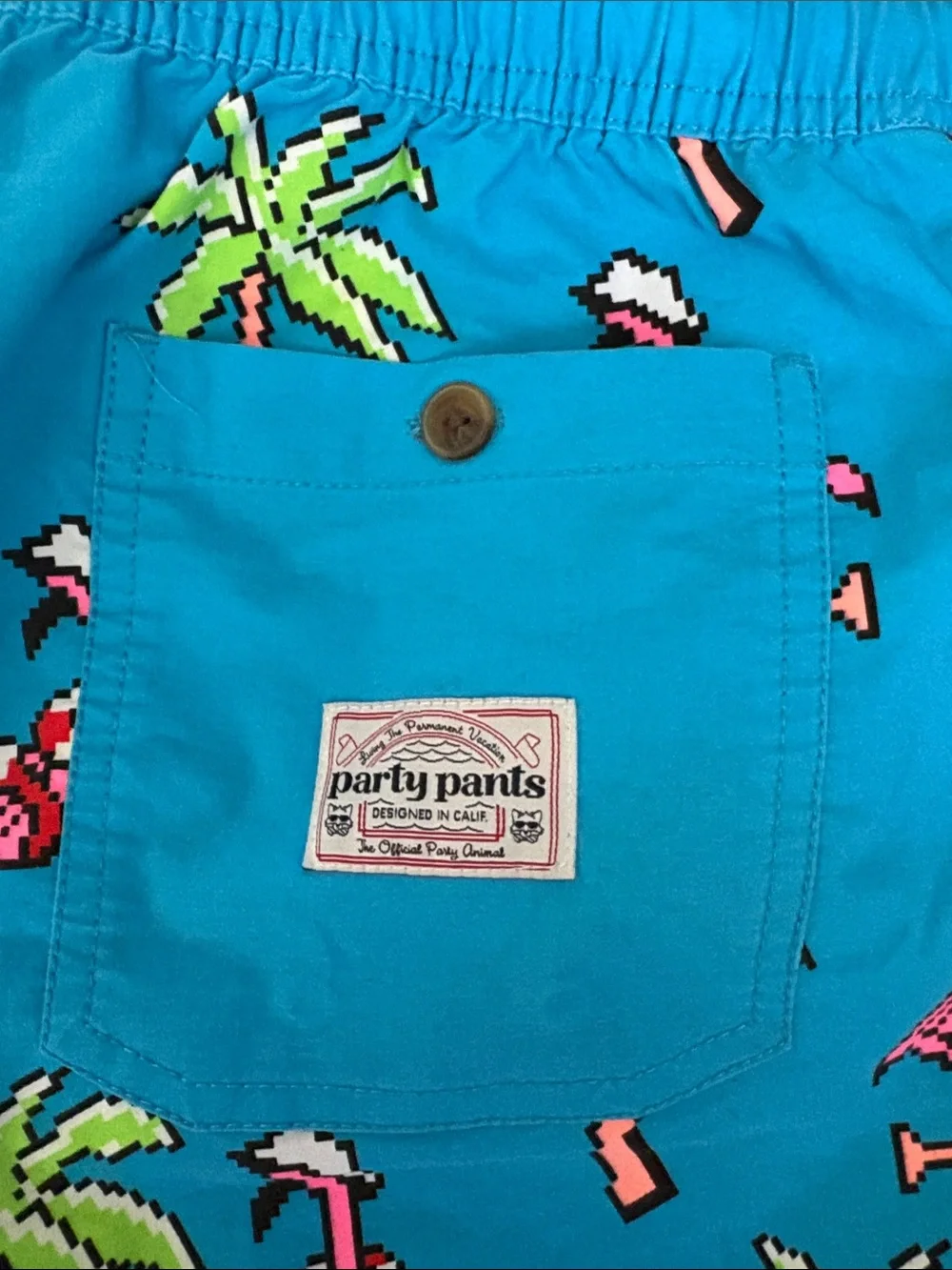Bright Blue Flamingo Print Swim Shorts - Premium Vacation